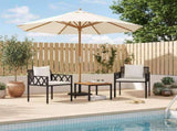 Outdoor Furniture Set 3 pcs Black and Cream White Poly Rattan 42025347