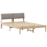 Bed frame Brown and taupe 140 x 190 cm Solid pine wood 878547