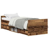 Bed Frame with Headboard Old wood 75 x 190 cm Engineered wood 3329306