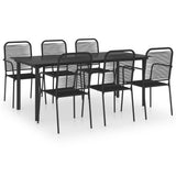 Garden Dining Set Black Powder-coated steel, glass, cotton rope 3060211