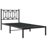 Metal Bed Frame without Mattress with Headboard Black 90x190cm 376120