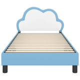 Children's Bed Frame with Headboard Blue 90 x 200 cm PU 42011186