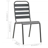 Dining Set Dark grey Steel with e-coated and powder-coated finish 3074475