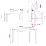 Dining Set 4 pcs Beige Solid Oak Wood 3430309