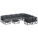 Garden Sofa Set with Cushion 11 pcs Black Aluminium 3378953