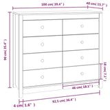 Side Cabinet Wax Brown 100x40x90 cm Solid Wood Pine 844495