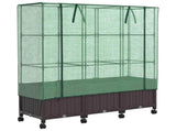 Garden Planter with Greenhouse Cover&Wheels 3 pcs Brown PP 3423066