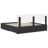 Bed Frame with Headboard Black 200 x 200 cm Engineered Wood 3412333