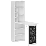 Wall Mounted Computer Desk, Folding Study Table with Black Board and Bookshelf, Multifunctional T3398P344676