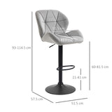 Adjustable Bar Stools Set of 2, Armless Upholstered Swivel Counter Chairs, Barstools with Back, T3398P343517