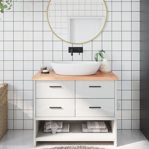 Bathroom Countertop Light Brown 100x60xcm Treated Solid Wood 3156135