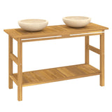 Bathroom Vanity Cabinet with Cream Marble Sinks Solid Wood Teak 3096580