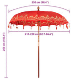 Balinese Parasol Red 215 x 215 x 260 cm Cotton and Wood 42006459