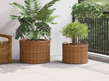 Planter Basket with Storage 2 pcs Brown Lacak Rattan 42020952