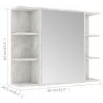 ZNTS Bathroom Mirror Cabinet Concrete Grey 80x20.5x64 cm Engineered Wood 802610