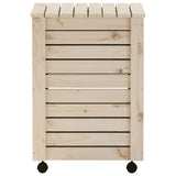 ZNTS Laundry Basket with Wheels RANA 45x45x64 cm Solid Wood Pine 4002325
