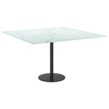 Table Top White 70x70 cm 6 mm Tempered Glass with Marble Design 322256