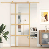 Sliding Door Gold 90x205 cm Clear ESG Glass and Aluminium 155191