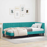 Corner Bed Frame with Headboard Turquoise 90 cm x 200 cm Velvet 42016436