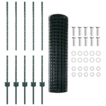 Fence with Posts Green 1 x 10 m Steel 3335999