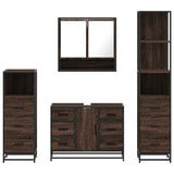 ZNTS 4 Piece Bathroom Furniture Set Brown Oak Engineered Wood 3301294