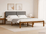 Bed Frame with Upholstered Headboard Natural and Light Grey 904341