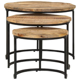 ZNTS Nesting Tables 3 pcs Rough Mango Wood 338002