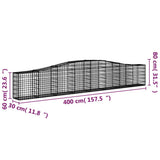 Arched Gabion Baskets 9 pcs 400x30x60/80 cm Galvanised Iron 3145807