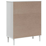Highboard SENJA Rattan Look White 90x40x112cm Solid Wood Pine 358053