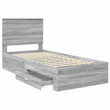 Bed Frame with Drawer Grey Sonoma 90 x 200 cm Engineered Wood 3409708