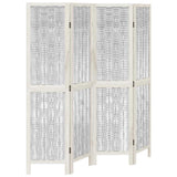 Room Divider 4 Panels White Solid Wood Paulownia 358673