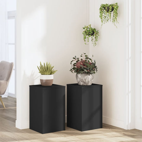 ZNTS Plant Stands 2 pcs Black 30x30x50 cm Engineered wood 852916