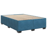 ZNTS Box Spring Bed with Mattress Blue 140x190 cm Velvet 3290916