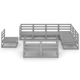 9 Piece Garden Lounge Set Grey Solid Pinewood 3075806