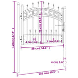 ZNTS Fence Gate with Spear Top Black 103x120 cm Powder-coated Steel 151089