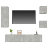 5 Piece TV Cabinet Set Concrete Grey Engineered Wood 3114441