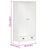 2-Door Wardrobe Hill White 89x50x170 cm Solid Pine Wood 288948