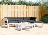 4 Piece Garden Lounge Set with Cushions White Solid Wood Pine 3216911
