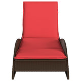 Sun Lounger with Cushion Brown 60x205x73 cm Poly Rattan 368285