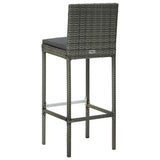 Garden Bar Stools with Cushions 4 pcs Grey Poly Rattan 316671