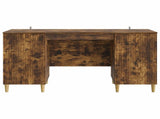 Desk with Shelf Smoked Oak 142.5 x 50 x 75 cm Engineered Wood 3414599