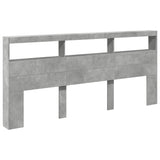 Headboard Cabinet with LED Concrete Grey 220x17x102 cm 839227