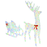 Reindeer Pull Sleigh Colourful 70 x 26 x 129 cm Acrylic 42019078