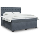 Box Spring Bed with Mattress Dark Grey 200x200 cm Velvet 3291015