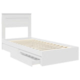 Storage Bed with Headboard White 90 x 200 cm Engineered Wood 3409943
