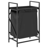 Laundry Basket 1 Compartment with Shelf Black Oak 859070