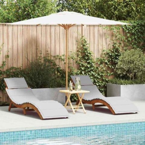 Sun lounger 2 pcs Light Grey 184 x 55 x 64cm Solid Acacia wood 4107100