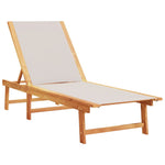 Sun Lounger Grey Solid Wood Acacia and Textilene 4008413