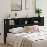 Headboard Cabinet with Shelf Black Oak 200 x 18.5 x 102.5 cm 862760