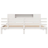 ZNTS Bookcase Bed without Mattress White 200x200cm Solid Wood Pine 3322719